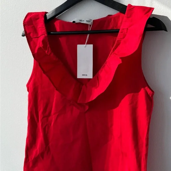 Mango Red Ruffled Sleeveless Top - Picture 5 of 6